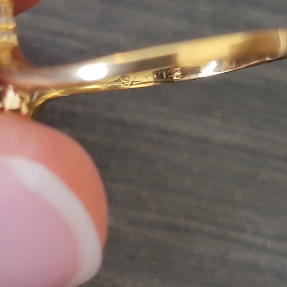 Vintage Small Set Multi-Gemstone Gold Plated Ring Size 7 Signed Sample - Picture 5 of 11